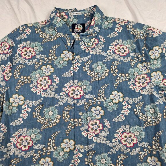 Reyn Spooner Furoshiki Floral Shirt Tailored Fit Mens Size XL Blue Casual Aloha - Picture 3 of 9